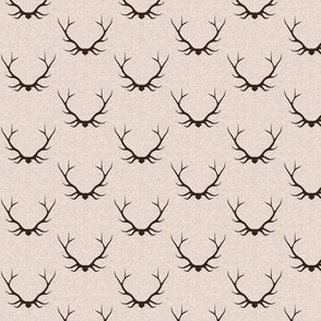 Small antlers - brown on vanilla linen