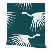 Art Deco Cranes - White