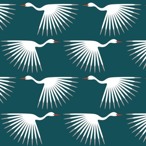 Art Deco Cranes - White