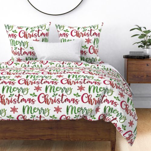 Merry Christmas Typography - Faux Glitter Large scale 