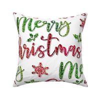 Merry Christmas Typography - Faux Glitter Large scale 