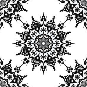 Noir Mandala Black on White - Medium