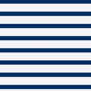 Breton style navy blue stripe on stone white