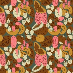 Nuts and seeds seamless pattern