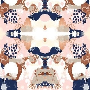 MINI - sonia abstract fabric painted rose gold blush pink and navy fabric