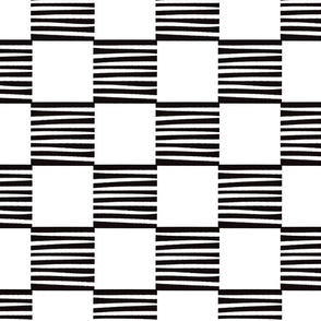 High contrast Checked pattern with lines black_Small scale