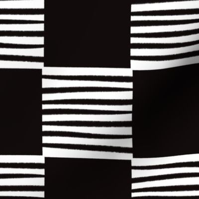 High contrast Checked pattern with lines white_Small scale