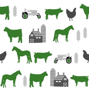 farm fabric nursery decor tractors animals farming green - tractor green