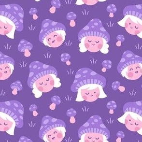 Purple Mushroom Girls on Purple