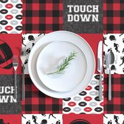 touch down - football wholecloth - red and black - college ball -  plaid C20BS