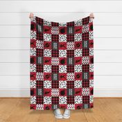 touch down - football wholecloth - red and black - college ball -  plaid (90) C20BS