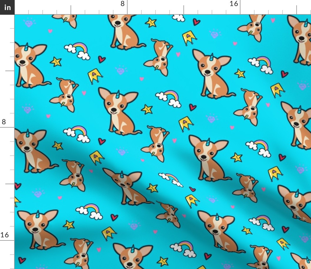 Unicorn  Chihuahua Dogs,  chihuahua dogs pastel unicorn fabric dogs and unicorns design