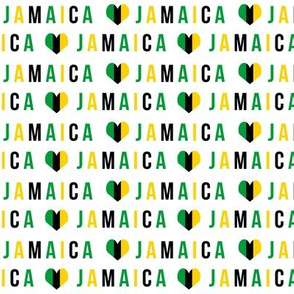 jamaica love fabric - black, green, yellow - white