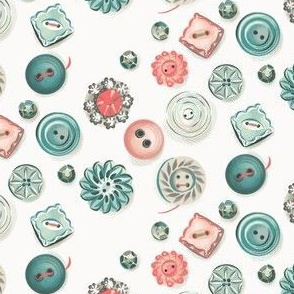 Eclectic Jewel Button, ivory coral aqua