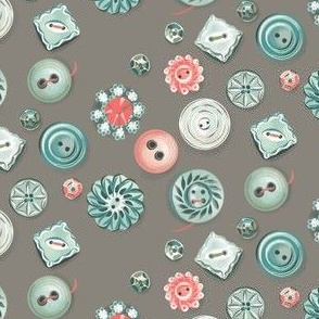 Eclectic Jewel Button, taupe coral aqua