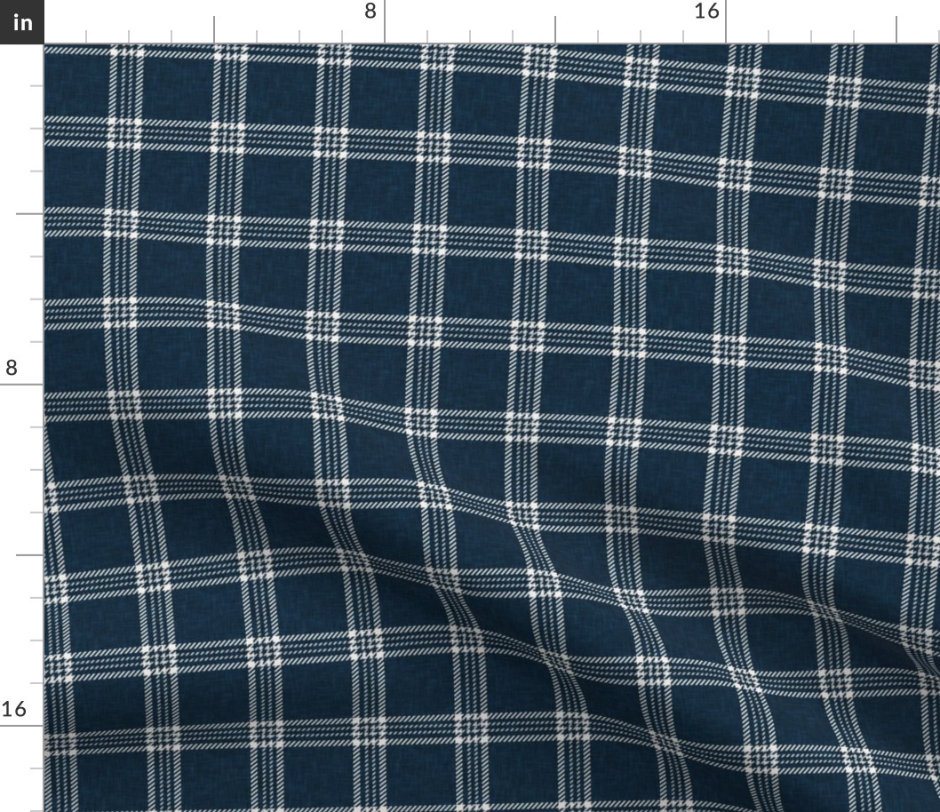 Fall plaid -  double window pane plaid -  dark blue - LAD20