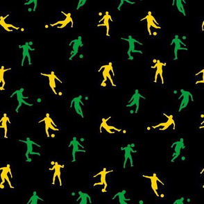 football silhouettes - soccer - black, green, and yellow