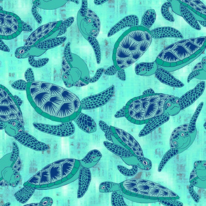 Sea Turtle Friends, minty, XL