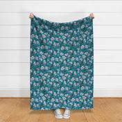 Ditsy Floral cute small flowers watercolor Cerulean Blue 