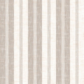 Rustic French Ticking Stripes Natural White Mocha Brown 