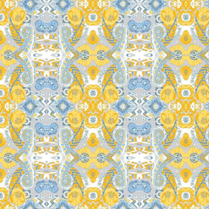 Paisley Yellow Blue Gray White