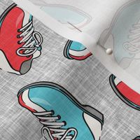 bowling shoes - red and blue on grey - LAD20