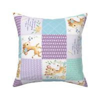 4 1/2" GiGi the Giraffe Patchwork Quilt – Girls Baby Blanket Nursery Bedding (mint purple blue) Quilt C