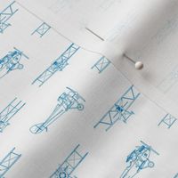 Antique Airplanes in Blue with White Background (Mini Scale)