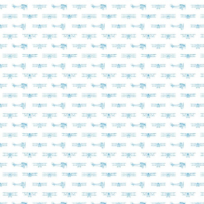 Antique Airplanes in Blue with White Background (Mini Scale)