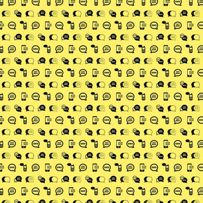 Fun Cell Phone Text Messaging Pattern in Black with Soft Yellow Background (Mini Scale)