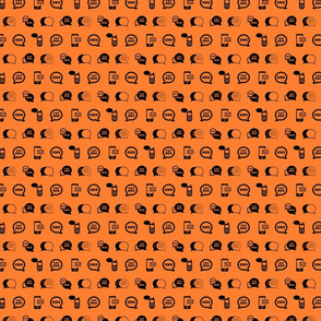 Fun Cell Phone Text Messaging Pattern in Black with Orange Background (Mini Scale)