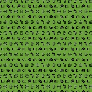 Fun Cell Phone Text Messaging Pattern in Black with Apple Green Background (Mini Scale)