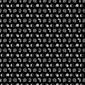 Fun Cell Phone Text Messaging Pattern with Black Background (Mini Scale)