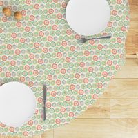 Whimsical Floral in Summer Colors of Coral, Pink, Green and Yellow