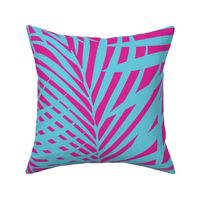 Palm Fronds Turquoise on Magenta