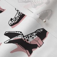 Small scale // Geometric crocodiles // white background black and white geo animals blush pink shadows