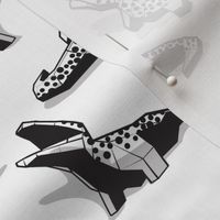 Small scale // Geometric crocodiles // white background black and white geo animals grey shadows