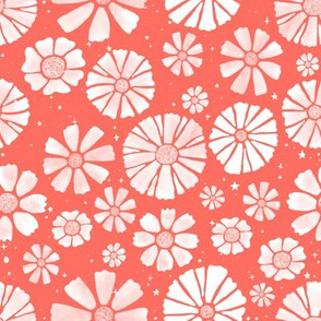Cosmic Cosmos Wildflowers - Coral Light Red