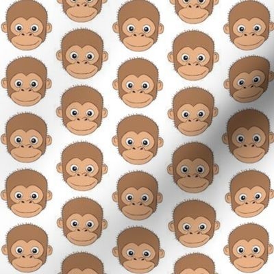 small monkey faces on white