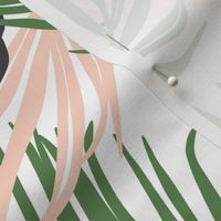 Hideaway - Tropical Palm Leaves White Alternate Repeat Large Scale