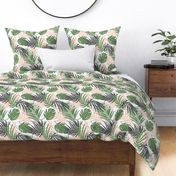 Hideaway - Tropical Palm Leaves White Alternate Repeat Large Scale