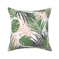 Hideaway - Tropical Palm Leaves White Alternate Repeat Large Scale