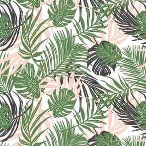 Hideaway - Tropical Palm Leaves White Small Scale