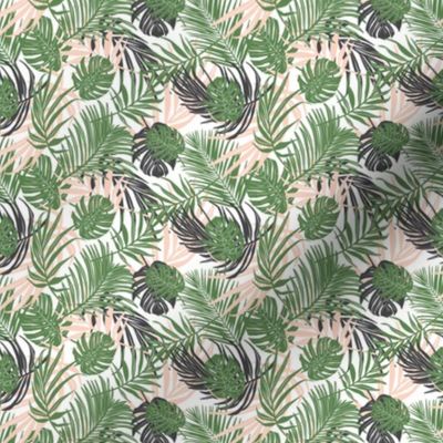 Hideaway - Tropical Palm Leaves White Ditsy Scale