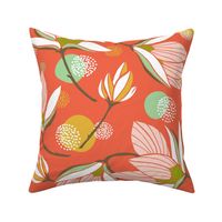 Magnolia Blossom - Floral Red Large Scale