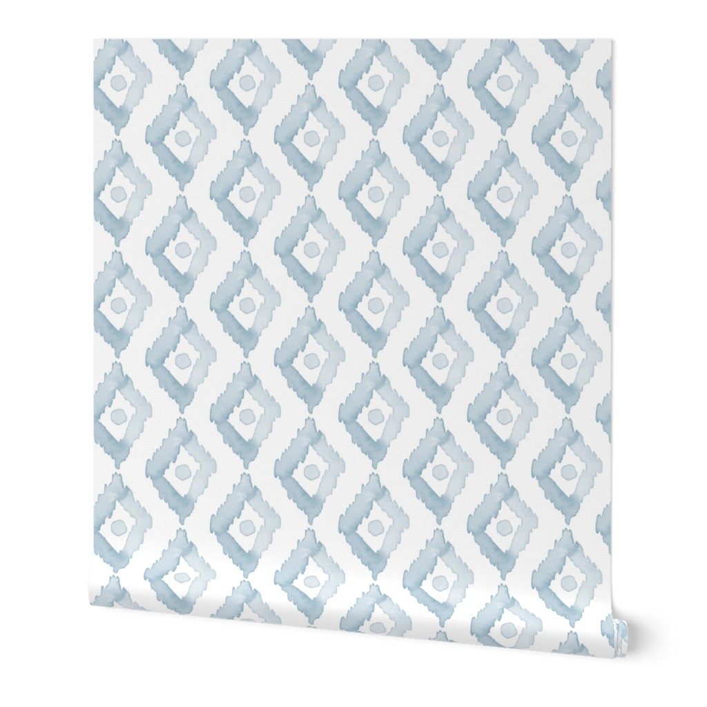 20-6r Pale French blue geometric diamond watercolor small 