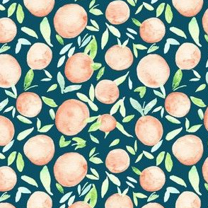 tossed pastel fruit on dark teal|Renee Davis