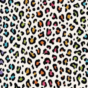 ★ RAINBOW LEOPARD PRINT - IVORY BACKGROUND ★ Small Scale / Collection : Leopard Spots – Punk Rock Animal Prints
