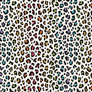 ★ RAINBOW LEOPARD PRINT - IVORY BACKGROUND ★ Tiny Scale / Collection : Leopard Spots – Punk Rock Animal Prints