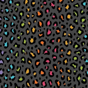★ RAINBOW LEOPARD PRINT - DARK GRAY BACKGROUND ★ Small Scale / Collection : Leopard Spots – Punk Rock Animal Prints